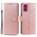 Motorola Edge 50 Fusion Mandala Series Wallet Case - Rose Gold