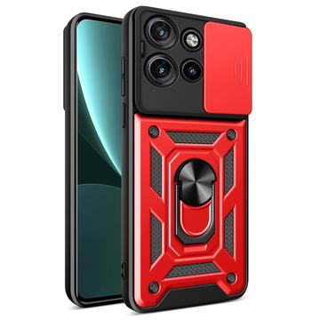 Motorola Edge 50 Neo Rotary Ring Hybrid Case with Camera Shield - Red