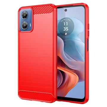 Motorola Moto G34 Brushed TPU Case - Carbon Fiber - Red