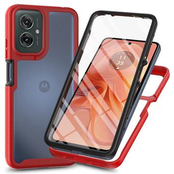 Motorola Moto G55 360 Protection Series Case - Red / Clear