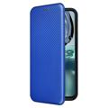 Motorola Moto G62 5G Flip Case - Carbon Fiber - Blue