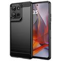 Motorola Moto G75 Brushed TPU Case - Carbon Fiber - Black