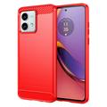 Motorola Moto G84 Brushed TPU Case - Carbon Fiber - Red
