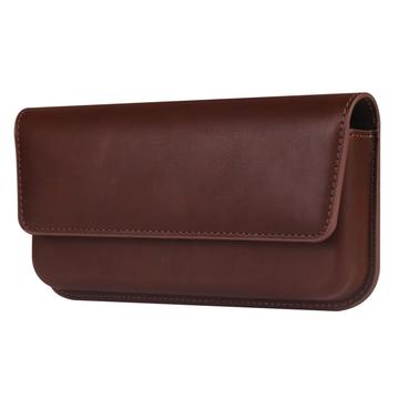 Premium Universal Horizontal Holster Leather Case with Double Magnetic Closure - 6.7"-6.9" - Brown