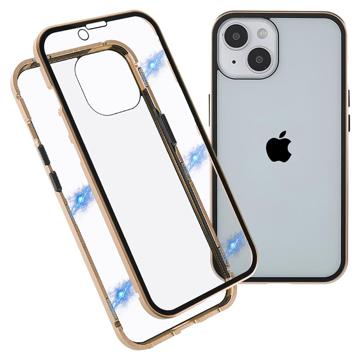 iPhone 14 Max Magnetic Case with Tempered Glass - Gold