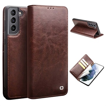 Qialino Classic Samsung Galaxy S21+ 5G Wallet Leather Case - Brown