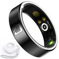 R20 Ceramic Resin Health Monitoring Smart Ring with Charging Case - Size: 12/21.4mm - Black