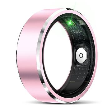 R5 Aluminum Alloy Smart Ring with Charging Case - Size: 8/18.2mm - Pink