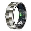 R9 Premium Stainless Steel Smart Ring with Charging Case - Size: 8/18.1mm - Silver