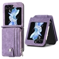 Samsung Galaxy Z Flip5 Retro Coated Case with Wallet - Purple