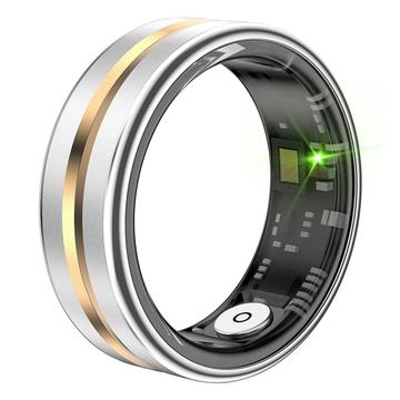 SR03 Ultra-Thin Multifunctional Smart Ring - Size: 10/19.9mm - Gold Middle / Silver