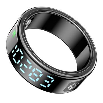 SR08 Smart Ring with Digital Display - Size: 18.2mm - Black