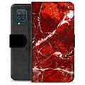 Samsung Galaxy A12 Premium Wallet Case - Red Marble