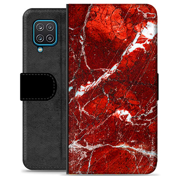 Samsung Galaxy A12 Premium Wallet Case - Red Marble