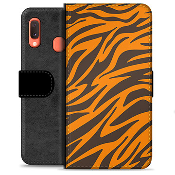 Samsung Galaxy A20e Premium Wallet Case - Tiger