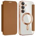 Samsung Galaxy A35 Flip Case with Card Slot - MagSafe Compatible - Brown