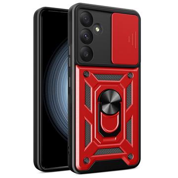 Samsung Galaxy A35 Rotary Ring Hybrid Case with Camera Shield - Red