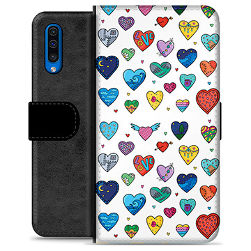 Samsung Galaxy A50 Premium Wallet Case - Hearts
