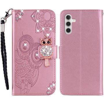 Samsung Galaxy A54 5G Owl Rhinestone Wallet Case