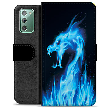 Samsung Galaxy Note20 Premium Wallet Case - Blue Fire Dragon