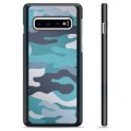 Samsung Galaxy S10+ Protective Cover - Blue Camouflage