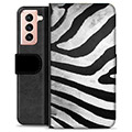 Samsung Galaxy S21 5G Premium Wallet Case - Zebra