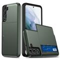 Samsung Galaxy S22 5G Hybrid Case with Sliding Card Slot - Army Green