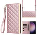 Samsung Galaxy S24 Ultra Luxury Quilted Wallet Case - Rose Gold