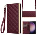 Samsung Galaxy S24 Ultra Luxury Quilted Wallet Case - Wine Red