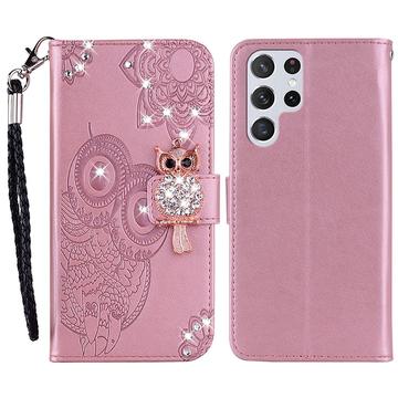 Samsung Galaxy S24 Ultra Owl Rhinestone Wallet Case