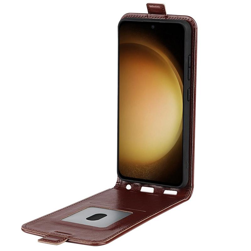 Samsung Galaxy S24 Vertical Flip Case With Card Slot Brown