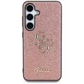 Samsung Galaxy S25 Guess Fixed Glitter 4G Metal Logo Case - Pink