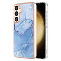 Samsung Galaxy S25 Marble Pattern Electroplated IMD TPU Case - Blue