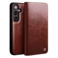 Samsung Galaxy S25+ Qialino Classic Wallet Leather Case - Dark Brown