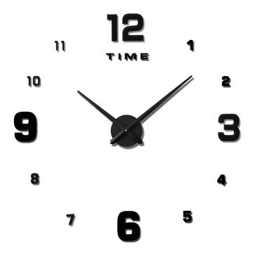 Self-adhesive Wall Clock with Loose Decorative Numbers - 70 to 120cm - Black
