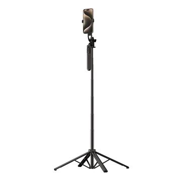 Selfie Stick / Telescopic Tripod with Phone Holder - 1.75m - Black