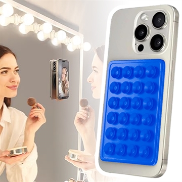 Adhesive Silicone Suction Cup Phone Holder - Blue