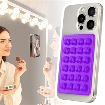 Adhesive Silicone Suction Cup Phone Holder - Purple