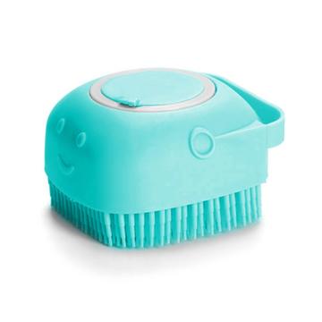 Soft Dog/Cat Bath Brush with Shampoo Dispenser - Blue