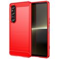 Sony Xperia 1 VI Brushed TPU Case - Carbon Fiber - Red