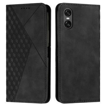 Sony Xperia 10 VI Rhombus Pattern Wallet Case with Magnetic Closure