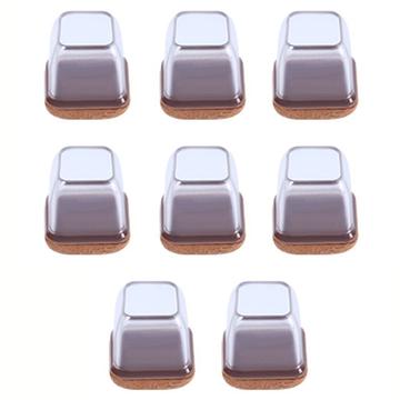 Square Chair Leg / Furniture Caps in Transparent with Felt - Medium - 8 Pcs.