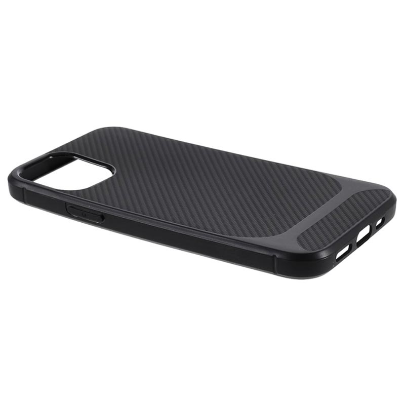 iPhone 12 Pro Max TPU Case - Carbon Fiber - Black