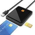 USB 2.0 Smart Card Reader - SIM, ID, Bank Card - Black