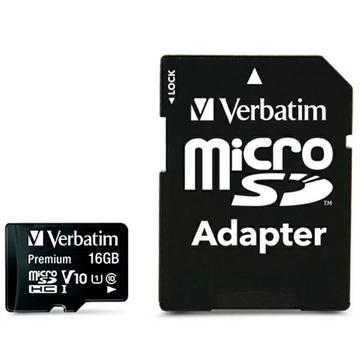 Verbatim Premium U1 MicroSDHC Card with Adapter 44082 - 16GB