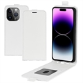iPhone 15 Pro Vertical Flip Case with Card Slot - White