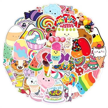 Waterproof Decorative Vinyl Stickers - 50 Pcs. - Sweets