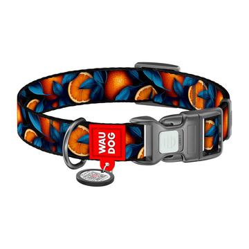 Waudog Nylon Dog Collar with QR Code - Size L - Oranges