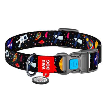 Waudog Nylon Dog Collar with QR Code - Size M - NASA