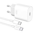 XO L91EU Quick Wall Charger with USB-C Cable - 25W (Open Box - Excellent) - White